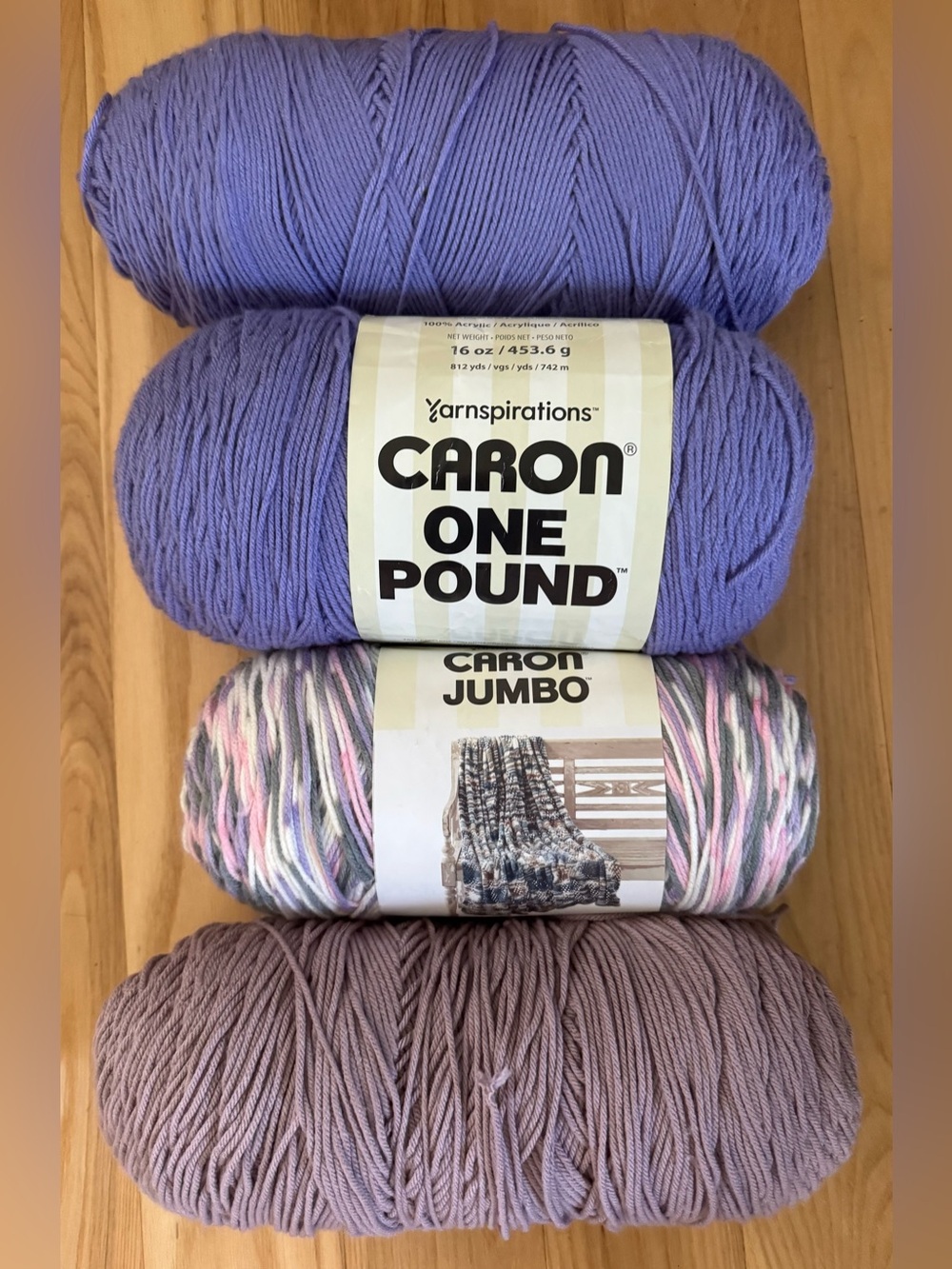Caron Yarn Lot 4 One Pound Jumbo Purple Easter Basket Discontinued